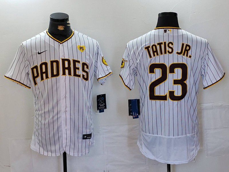 Men San Diego Padres #23 Tatis JR White stripe Elite 2024 Nike MLB Jersey style 1